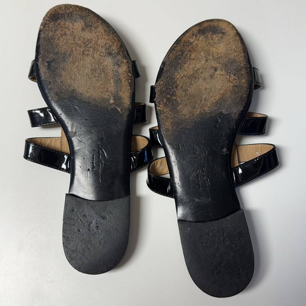 Salvatore Ferragamo Patent Leather Slides - Picture 8 of 14